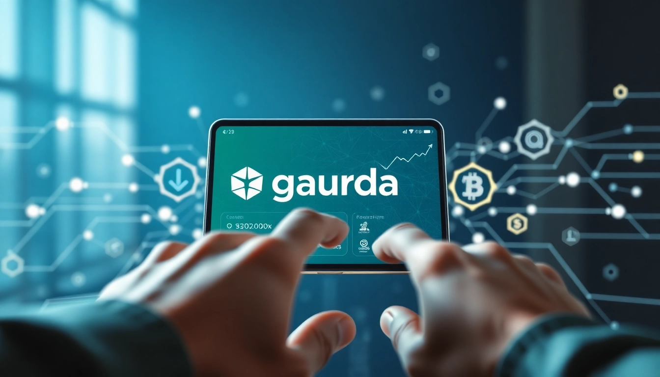 Discover key features of the gaurda wallet through a modern digital interface illustration.