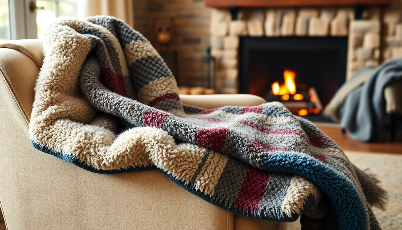 Fleece stoffen in een gezellige woonkamer met warme kleuren en texturen.