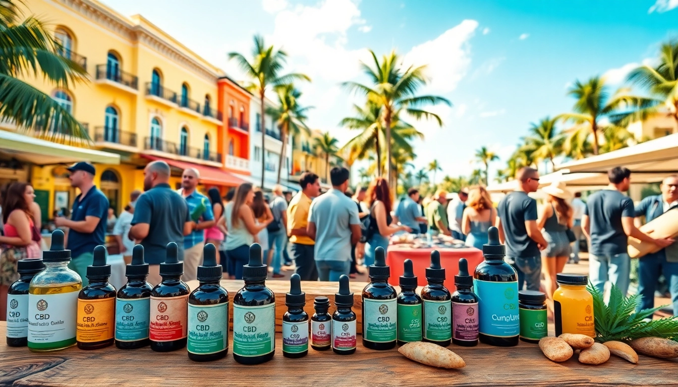 Engaging CBD Miami market scene showcasing vibrant products and a lively atmosphere.